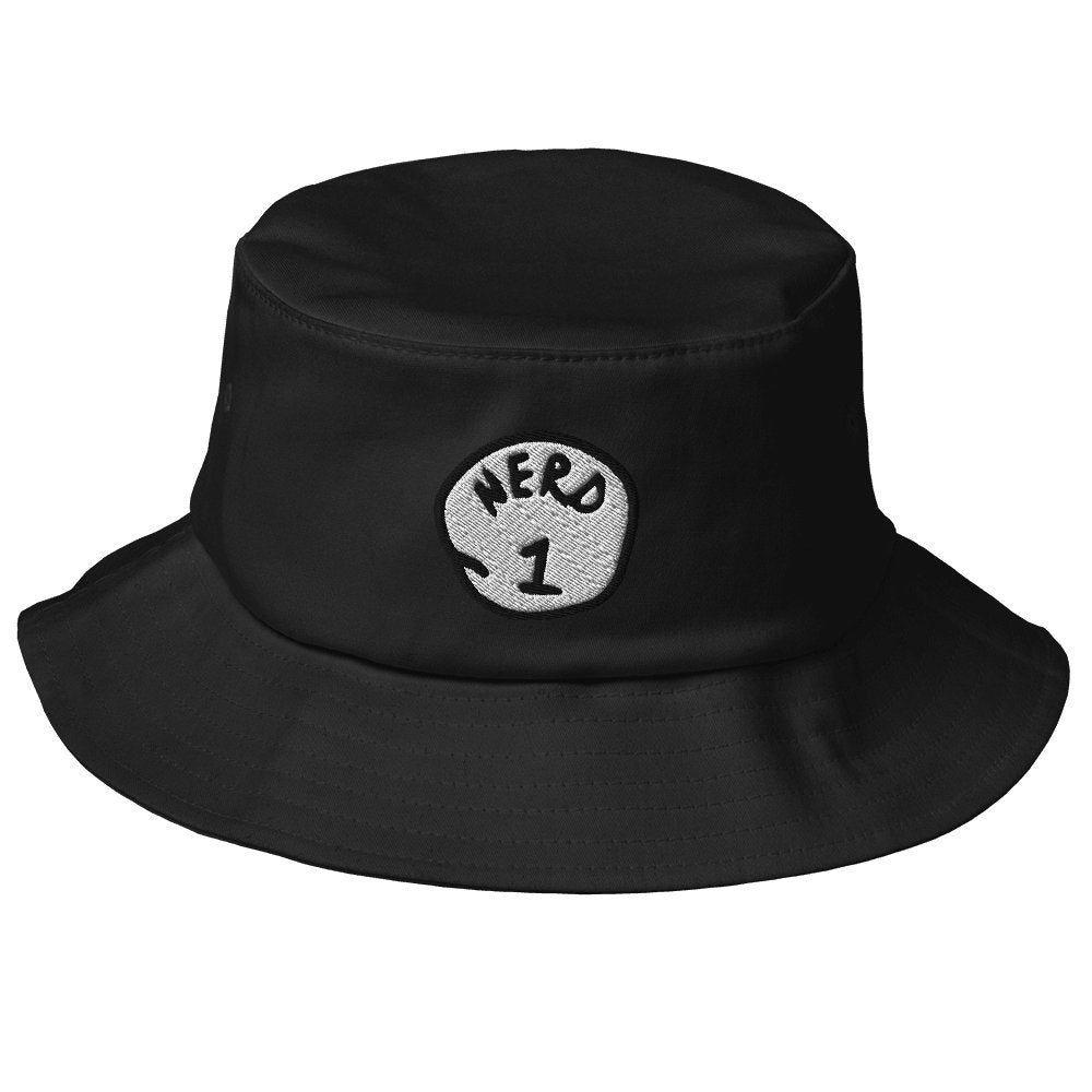 Nerd 1 - Old School Bucket Hat Sage Graphics Black 