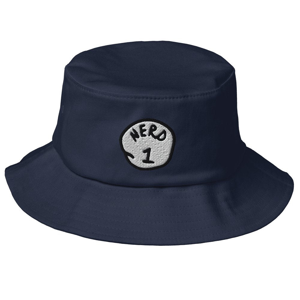 Nerd 1 - Old School Bucket Hat Sage Graphics Navy 