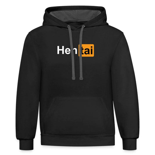 "Hentai" Contrast Hoodie - black/asphalt